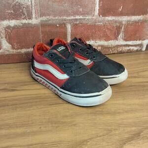 Vans Boys Size 8 Shoes Red Black No Lace Sneakers